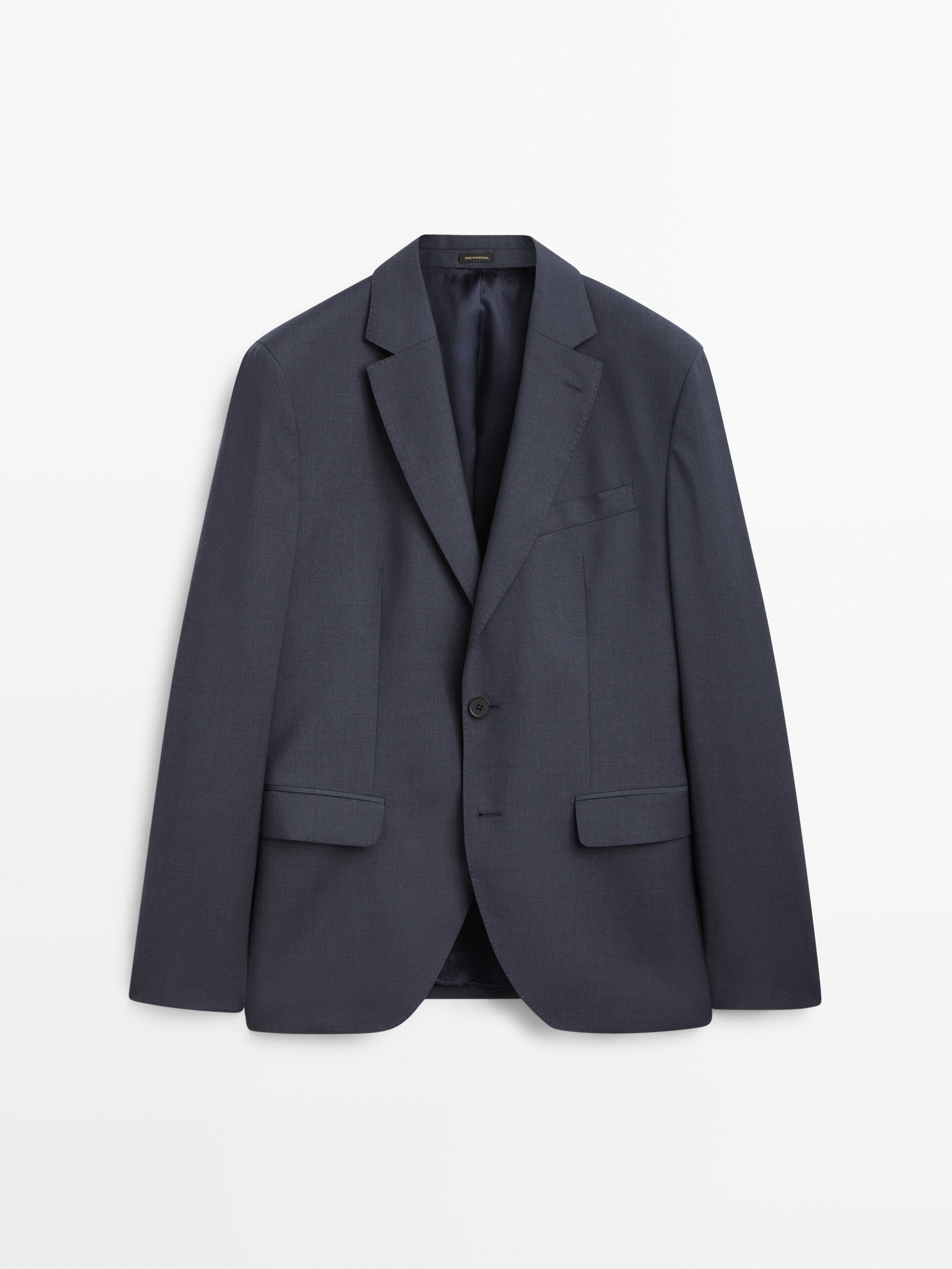 Blue 100% wool suit blazer · Navy Blue · Dressy | Massimo Dutti