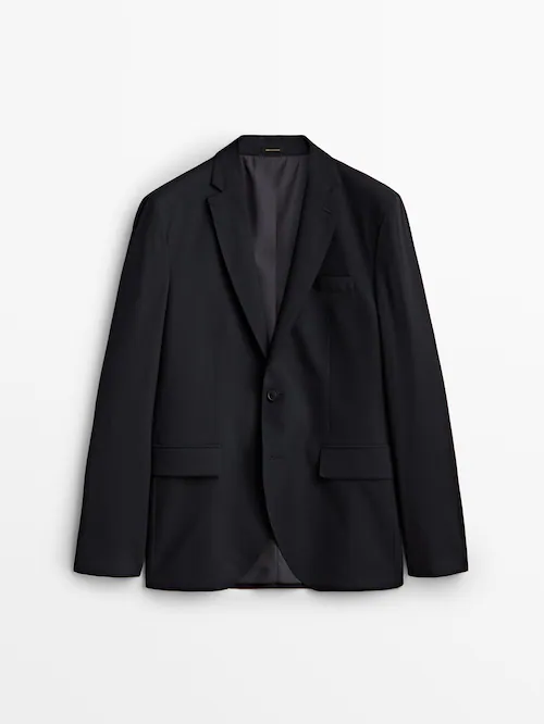Slim fit suit blazer in 100% wool