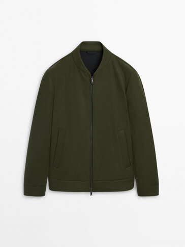 100% wool bomber jacket · Green · Dressy | Massimo Dutti