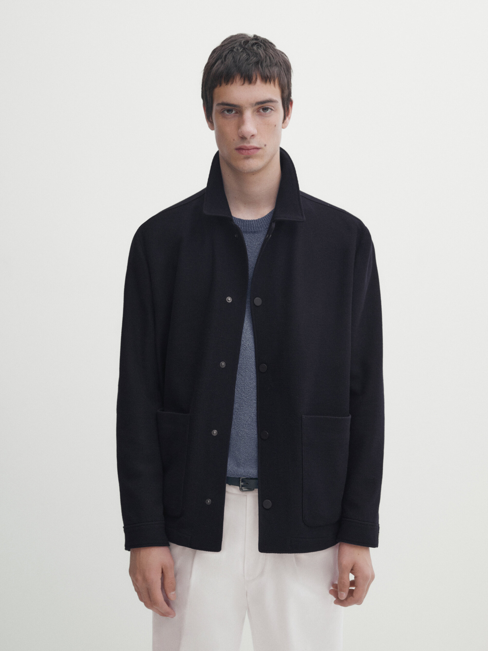 Hemdjacke mit Wollanteil · Marineblau · Abendgarderobe | Massimo Dutti