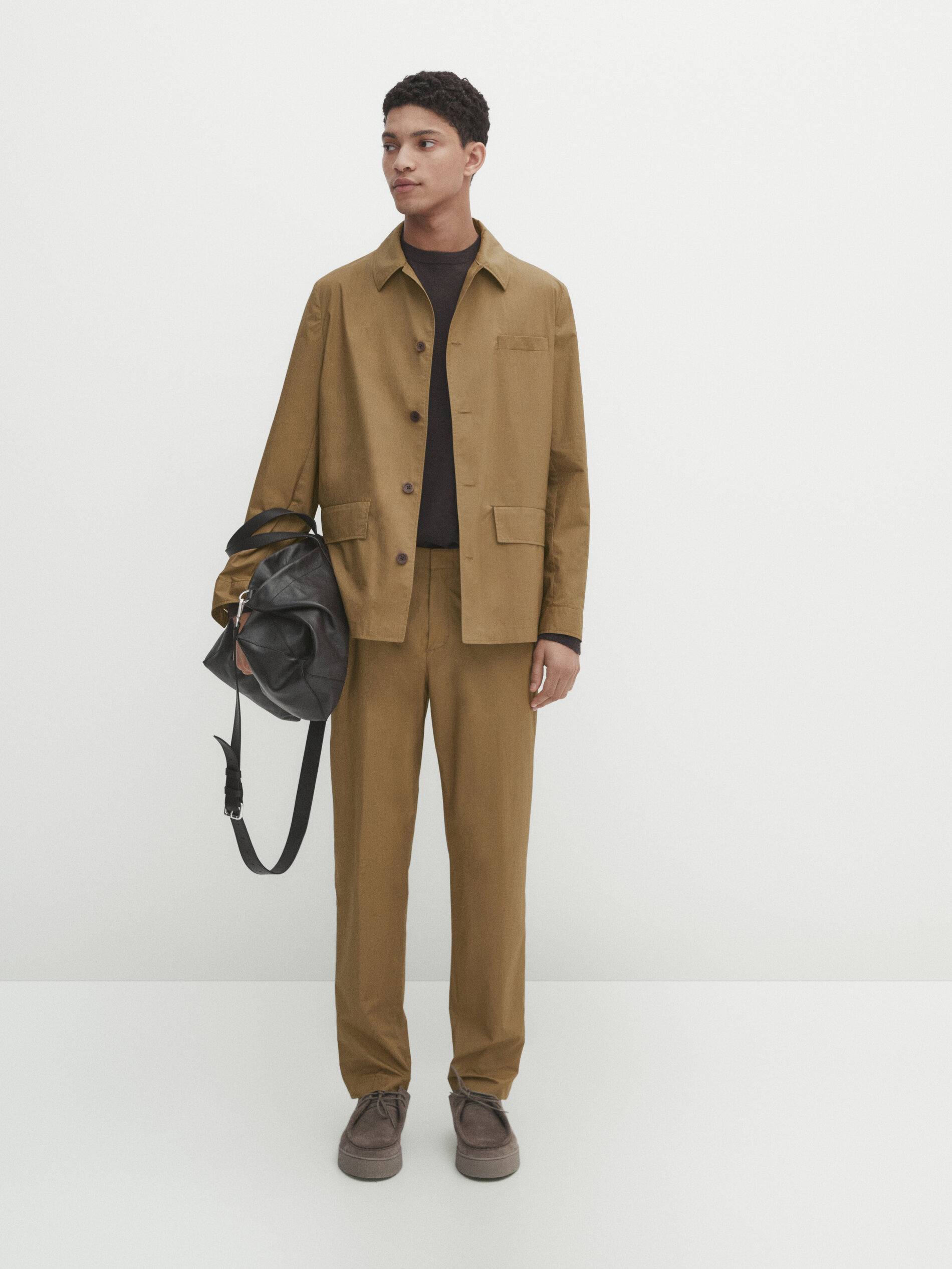 Massimo Dutti Popelinblazer 100 % Baumwolle In Beige