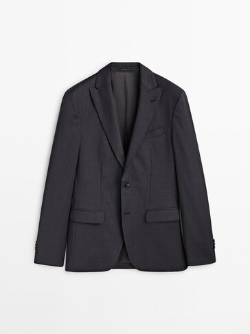 Костюмный пиджак из смесовой шерсти серого цвета