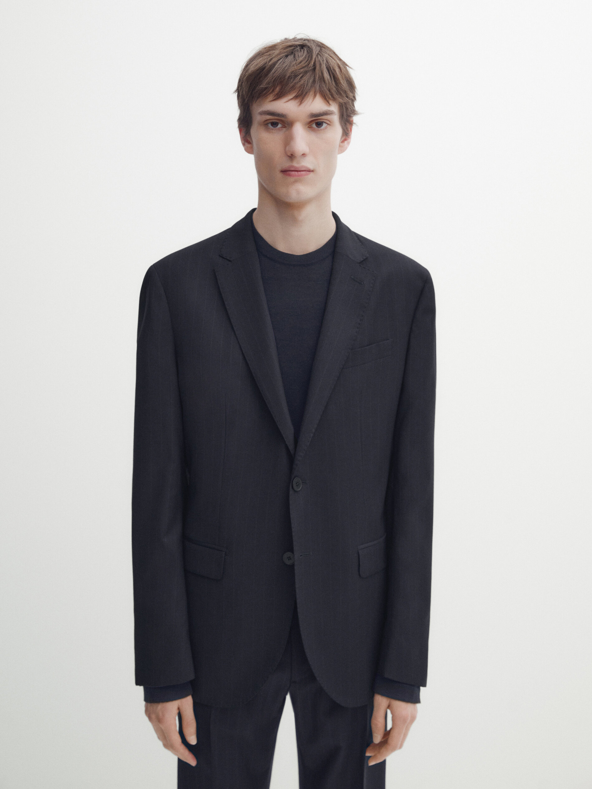 Anzugblazer Nadelstreifen 100 % Schurwolle · Marineblau 