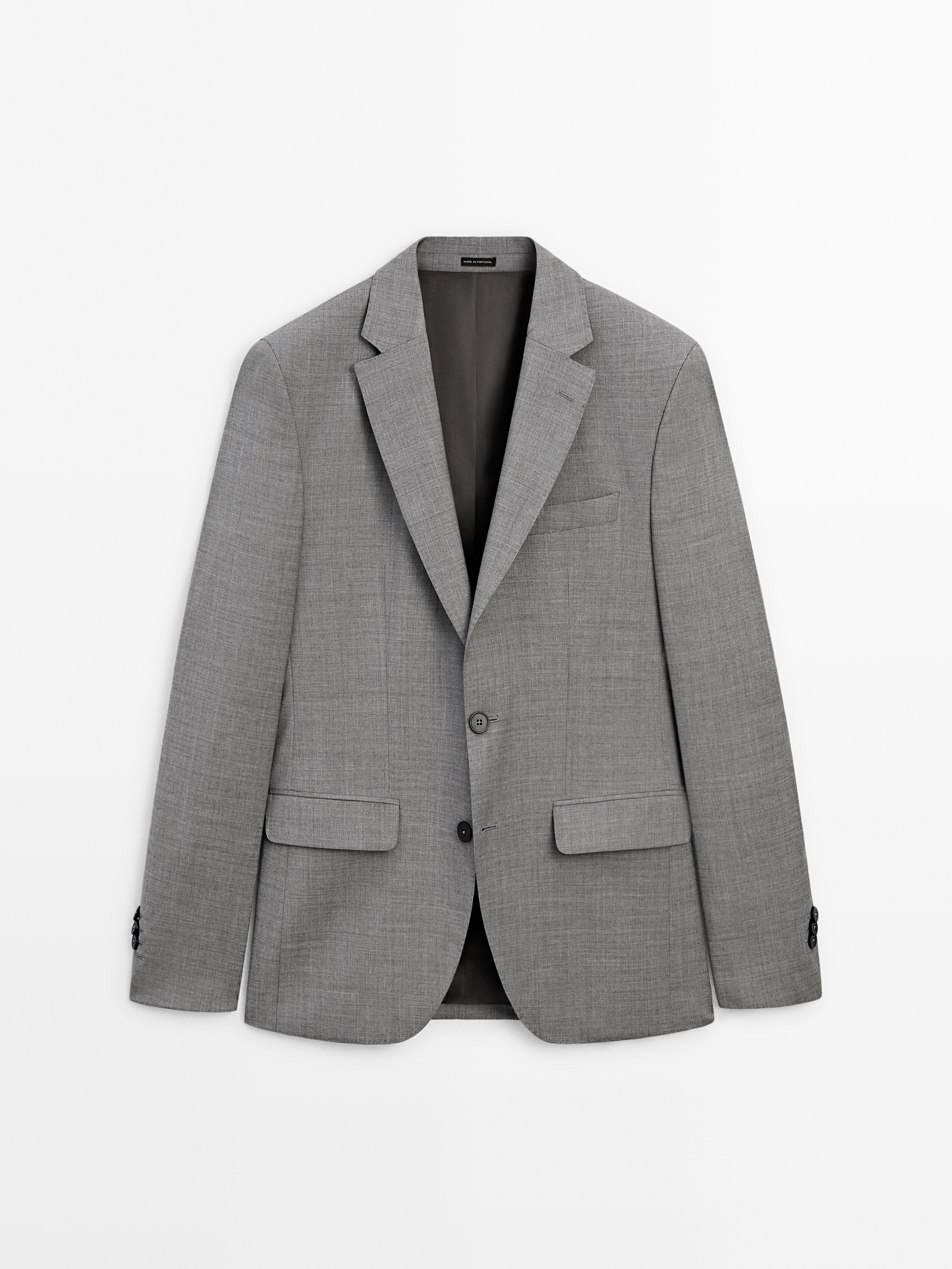 Gri %100 yün klasik blazer_5