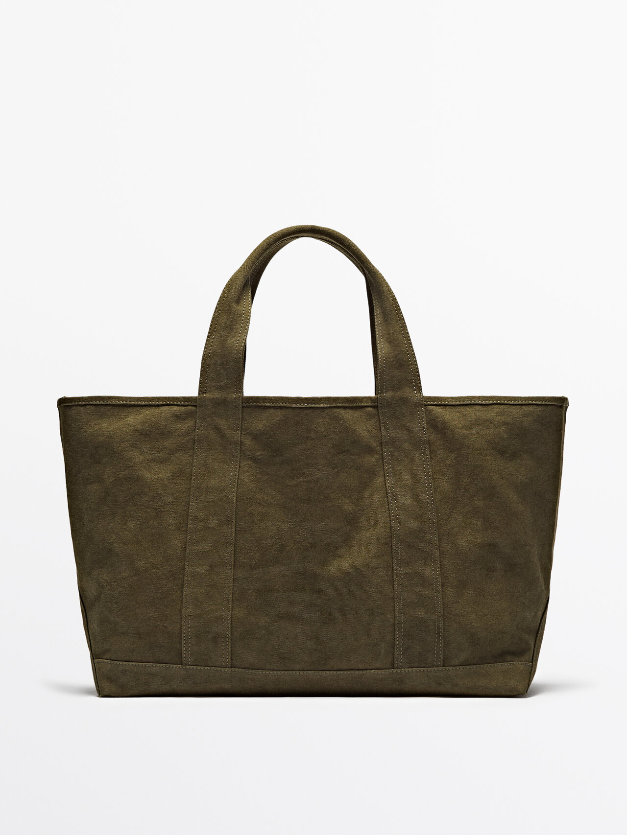 Massimo Dutti Dyed Canvas Shopper Bag In Brown