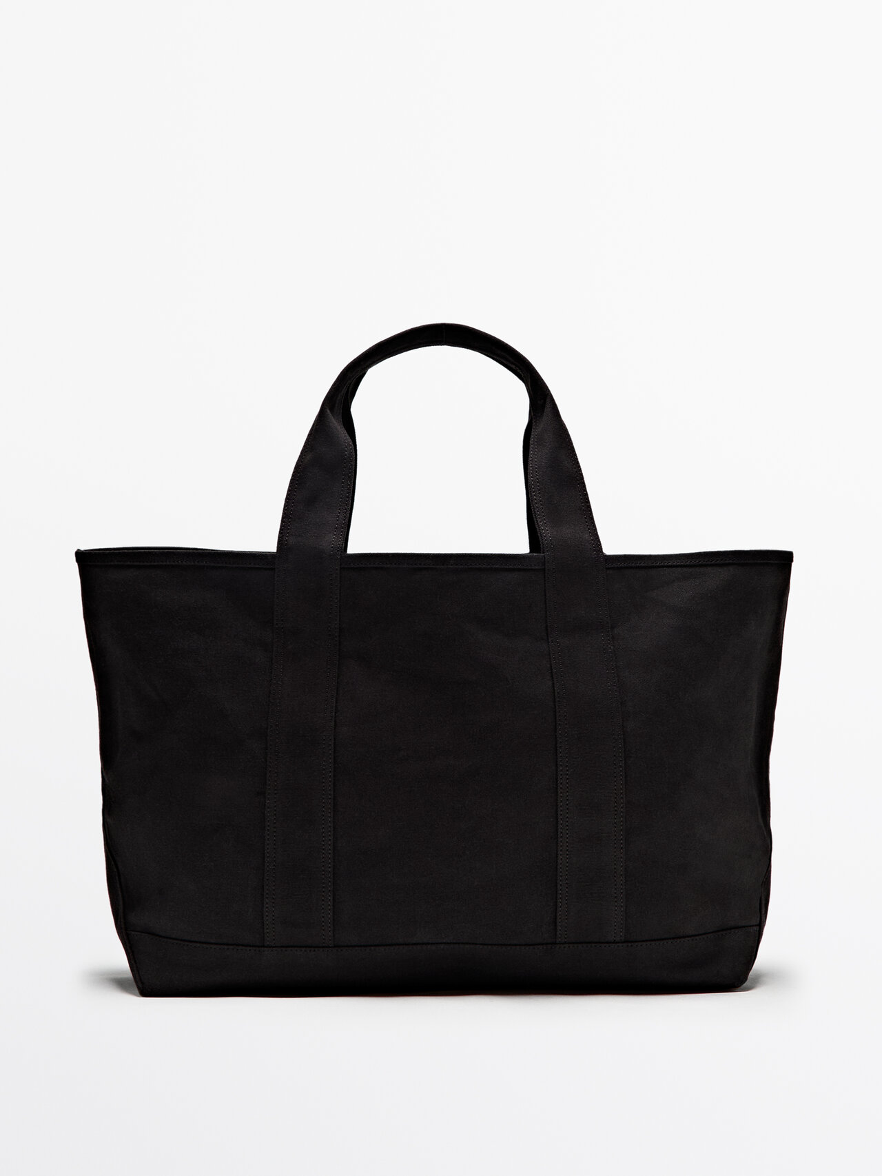 Massimo Dutti Dyed Canvas Shopper Bag In Blue