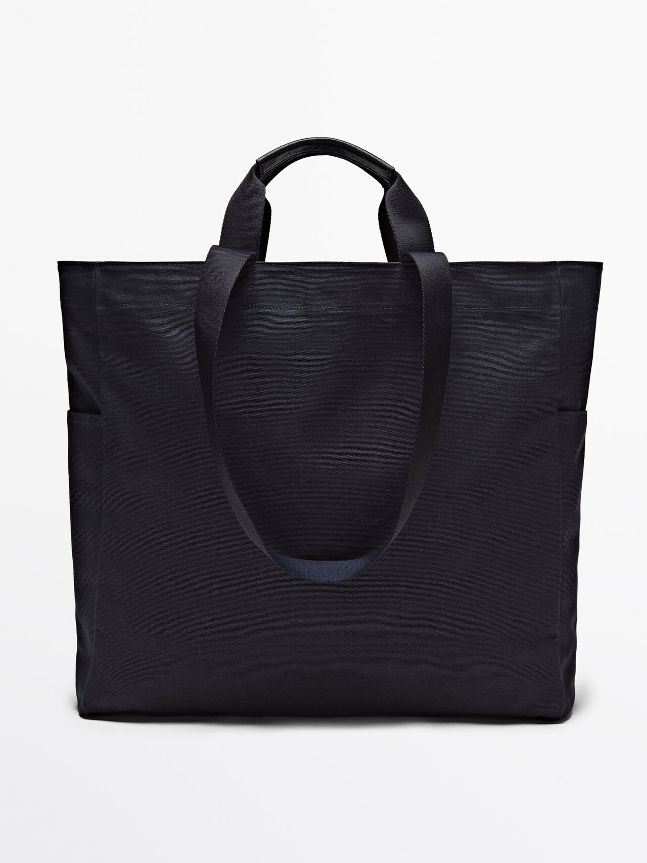 Massimo Dutti Maxi Canvas Shopper Bag In Blue