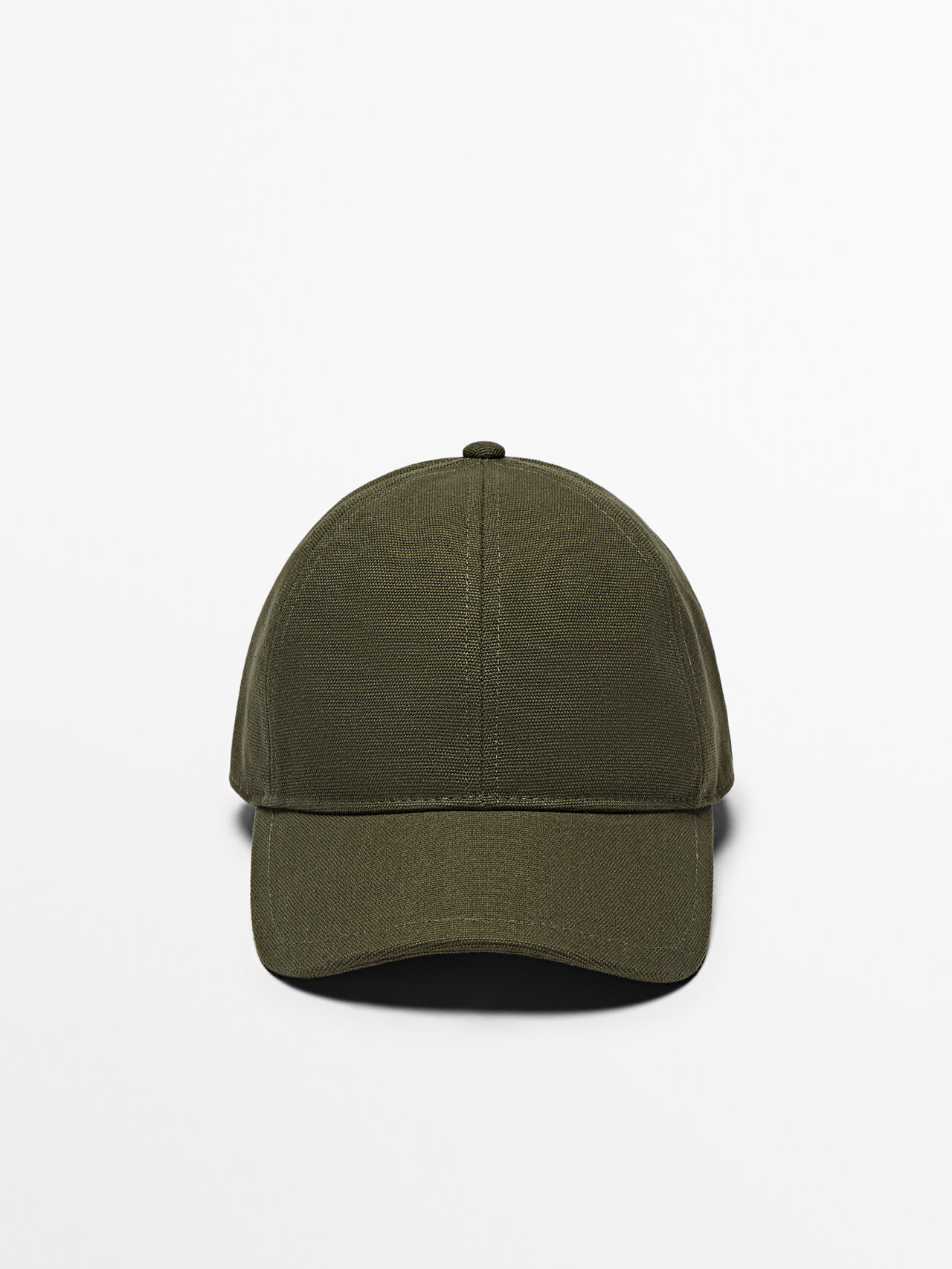 Massimo Dutti Cotton Canvas Cap In Khaki