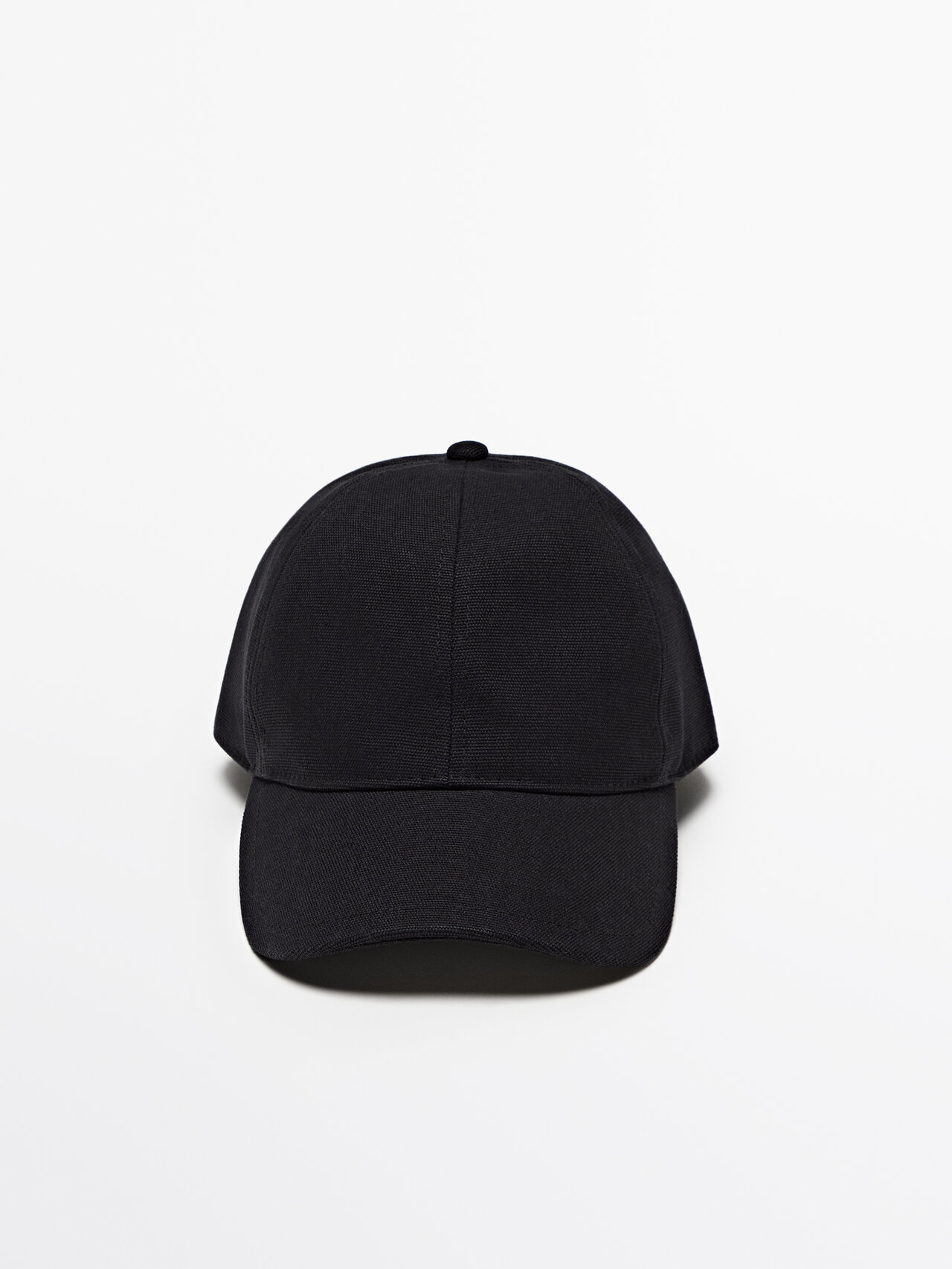 Massimo Dutti Cotton Canvas Cap In Black