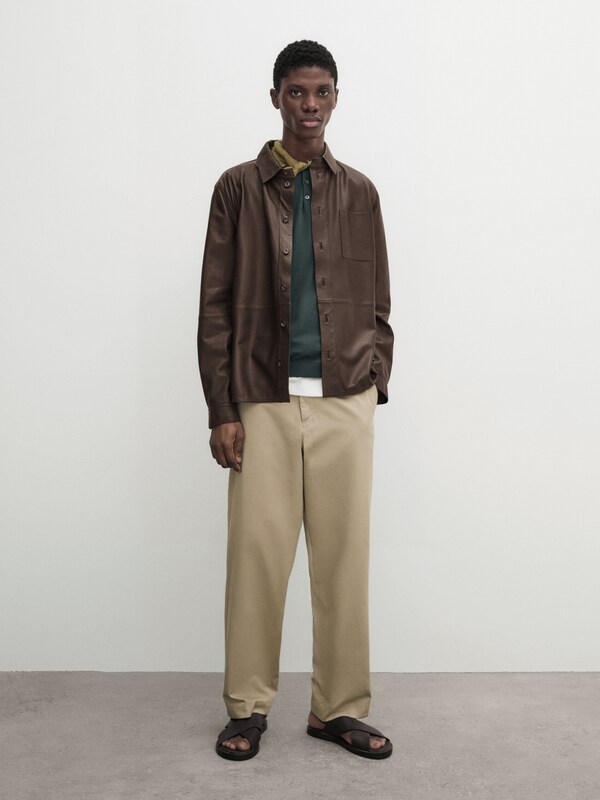 Nappa leather overshirt with pocket · Washed · Skirts | Massimo Dutti