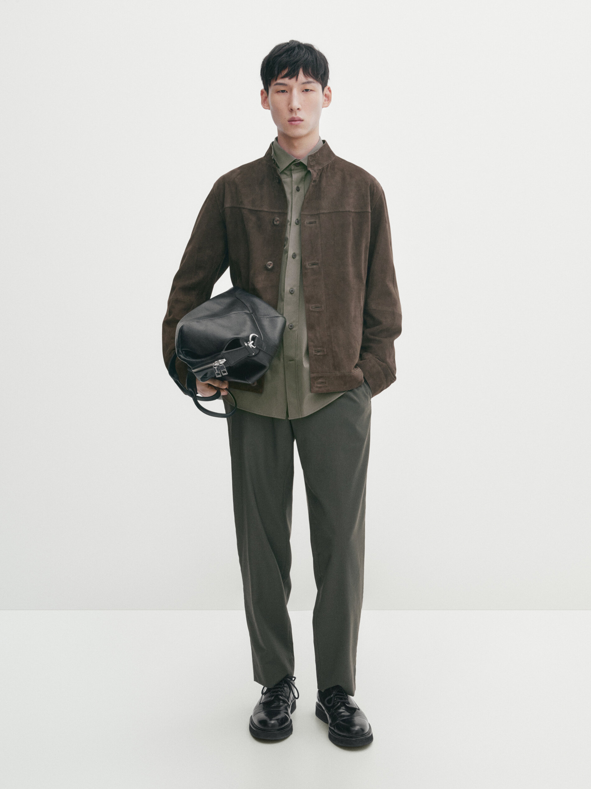 Buttoned suede jacket · Mole Brown · Skirts | Massimo Dutti