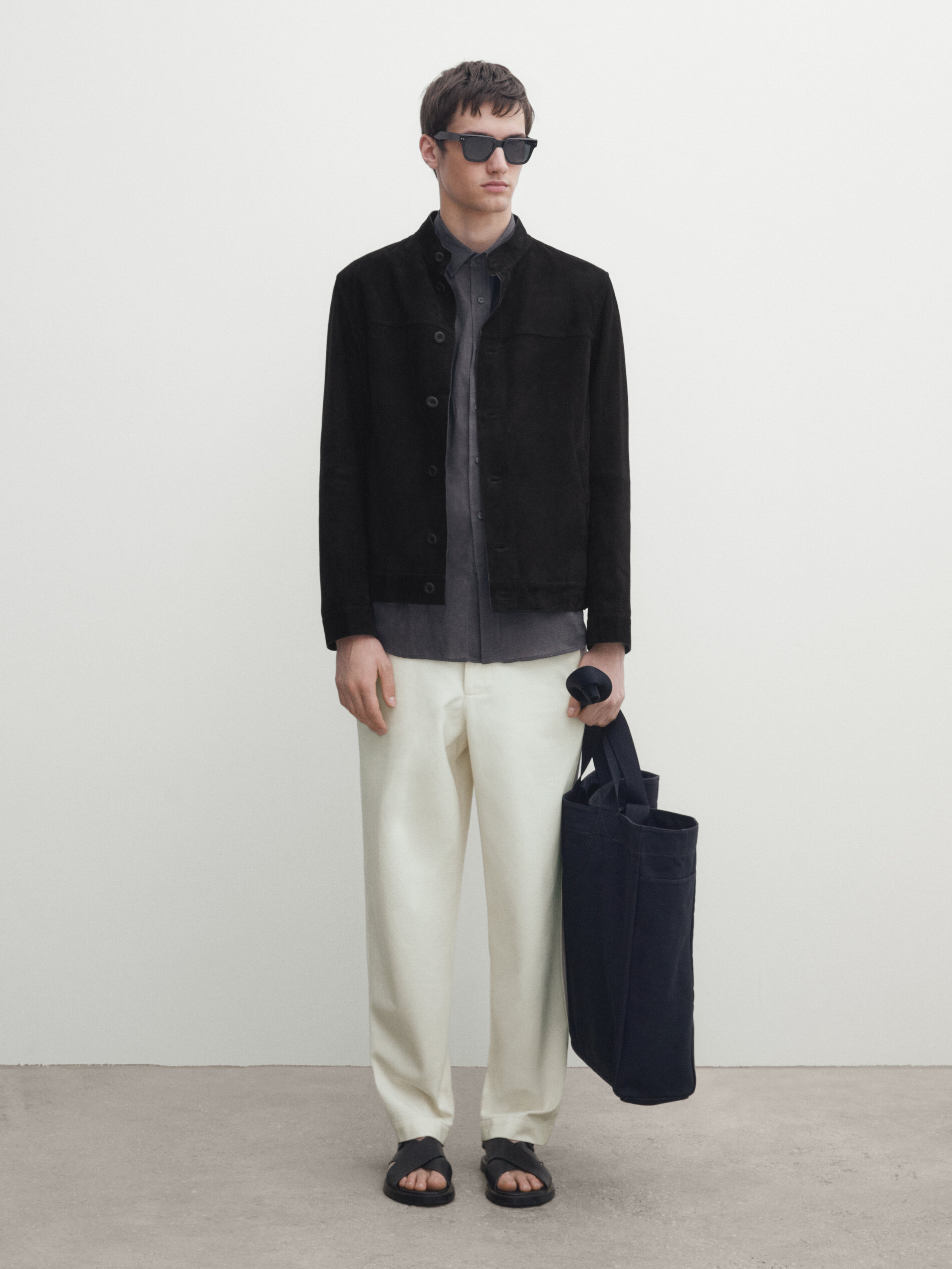 Marineblaue Wildlederjacke · Blau · Röcke | Massimo Dutti
