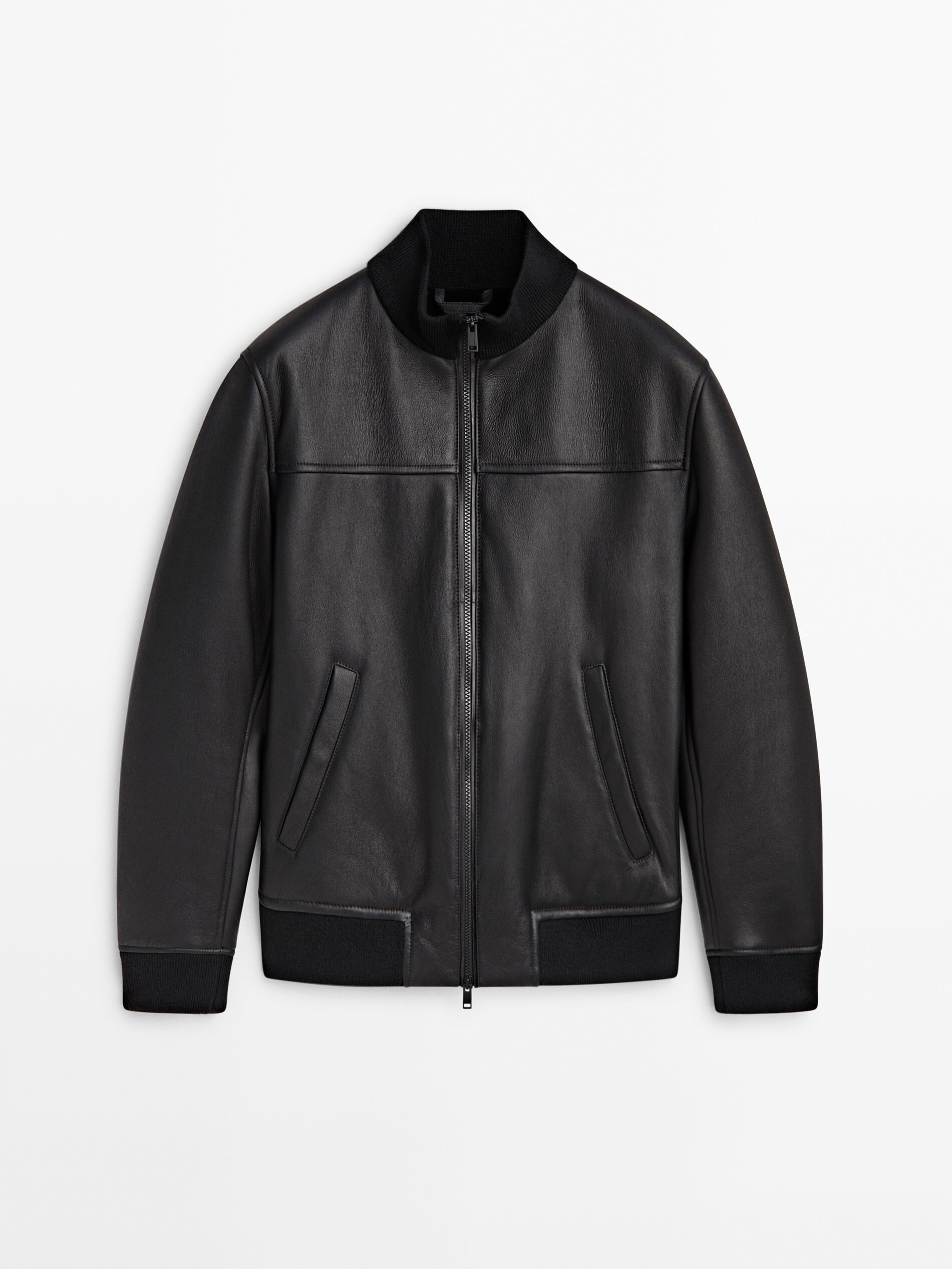 Charles Grey Distressed Lambskin Leather Bomber Jacket