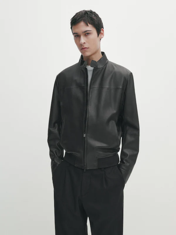 Black nappa leather jacket · Black · Skirts | Massimo Dutti