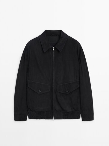 Short suede leather jacket
