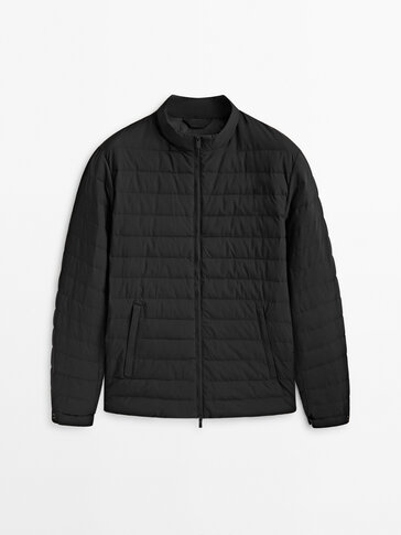 Puffer jacket with down and feather filling · Black, Pale Khaki