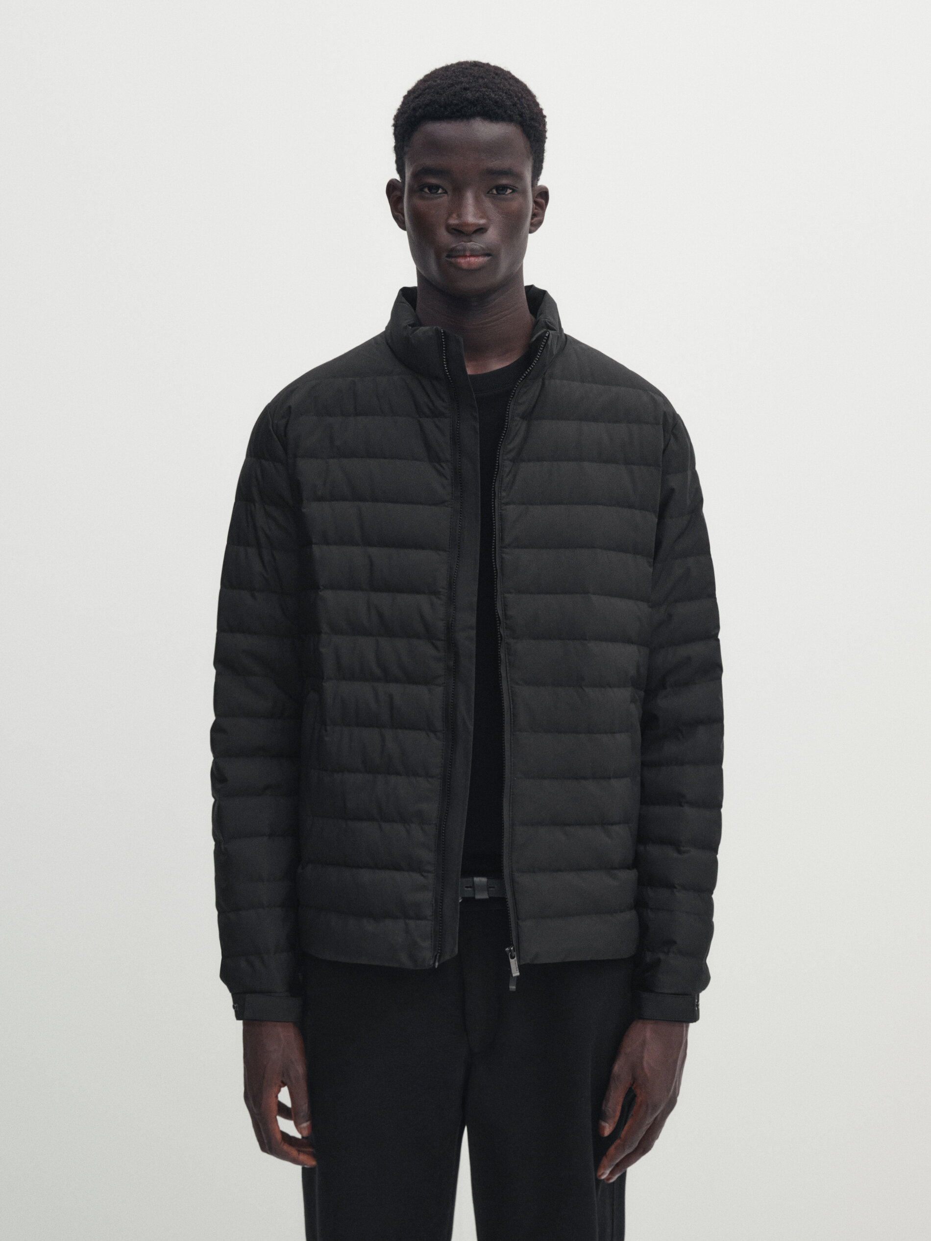 Pufferjacke mit Daunen und Federn · Schwarz, Helles Khaki 