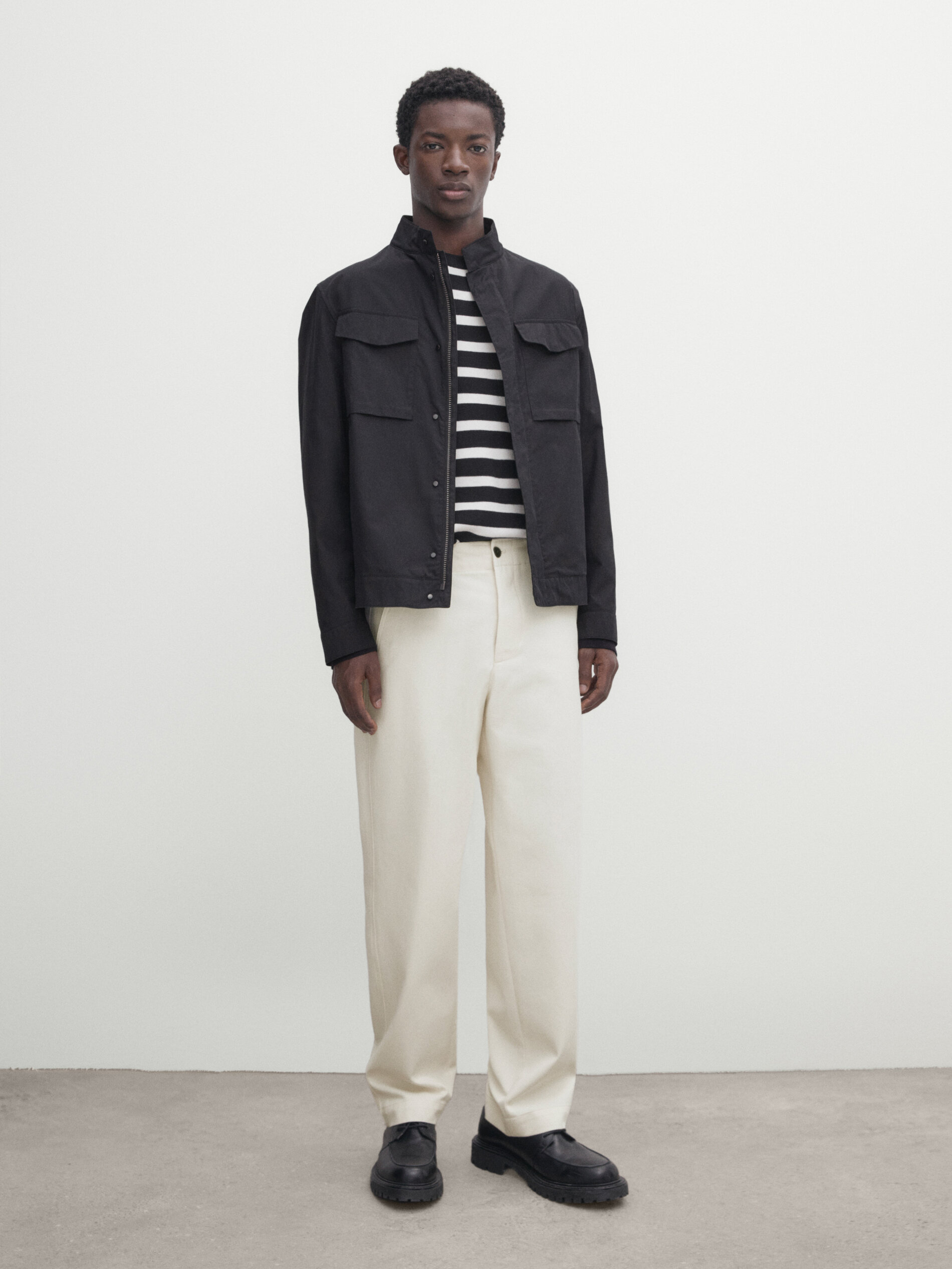 Jacket with chest pockets · Dark Navy, Pale Khaki · Coats And 