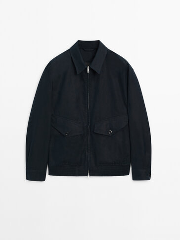 Canvas jacket with pockets · Navy Blue · Coats And Jackets