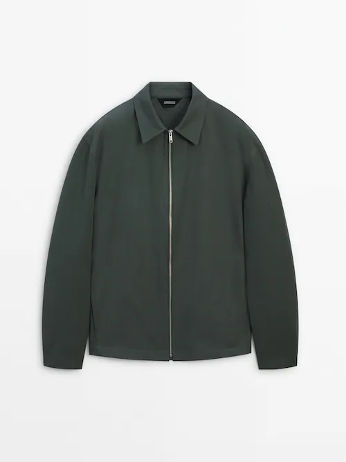 Cotton jacket with zip - Limited Edition · Dark Green Marl · Coats