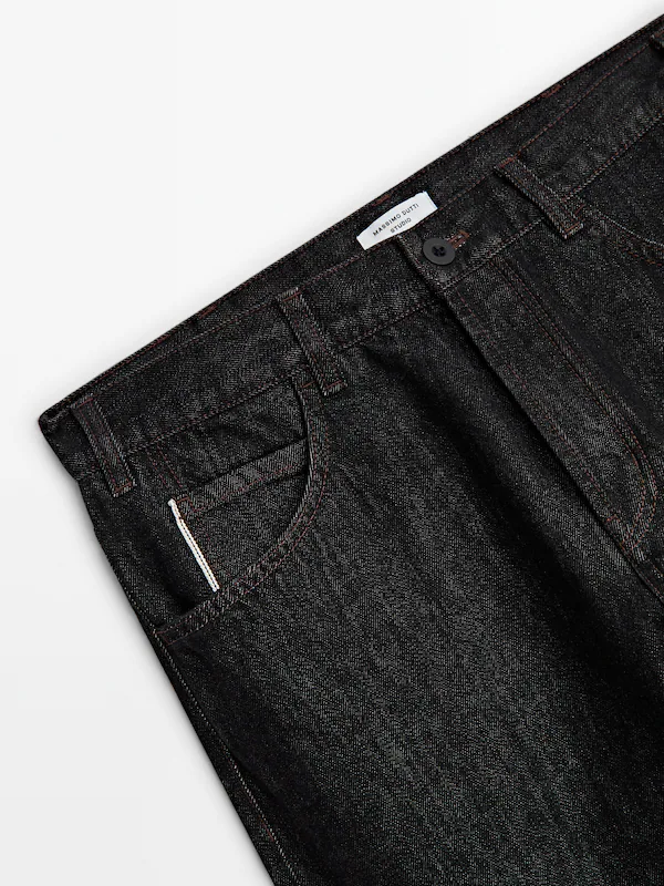 Straight-fit selvedge jeans - Studio · Dark Grey · Dressy | Massimo Dutti