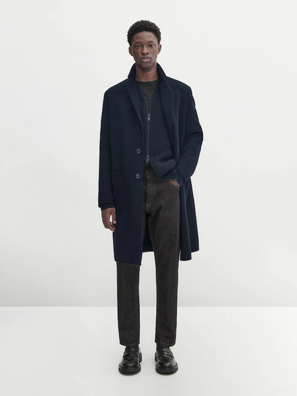 Straight-fit selvedge jeans - Studio · Dark Grey · Trousers | Massimo Dutti
