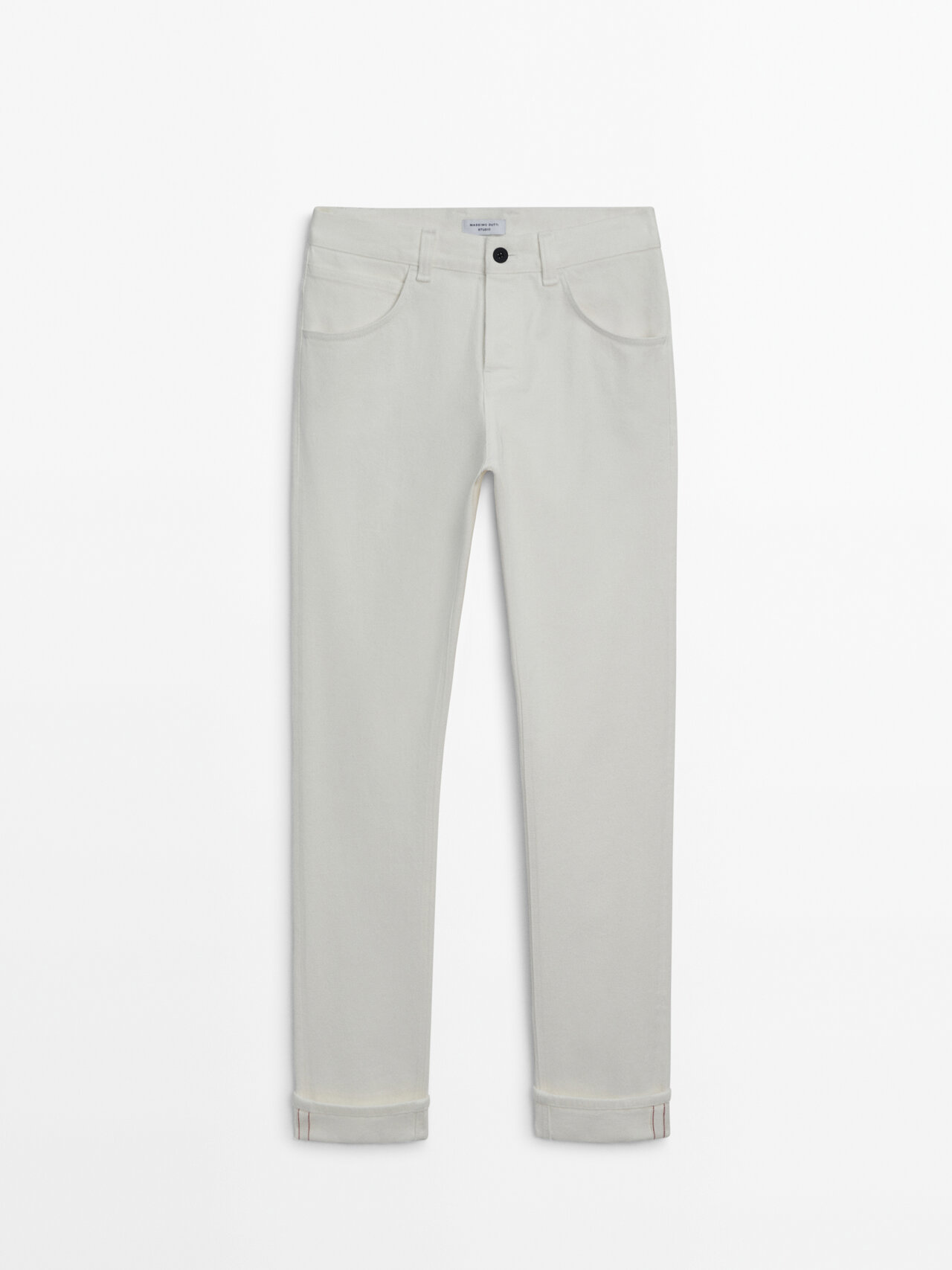 Massimo Dutti Straight-fit Selvedge Jeans In Cream