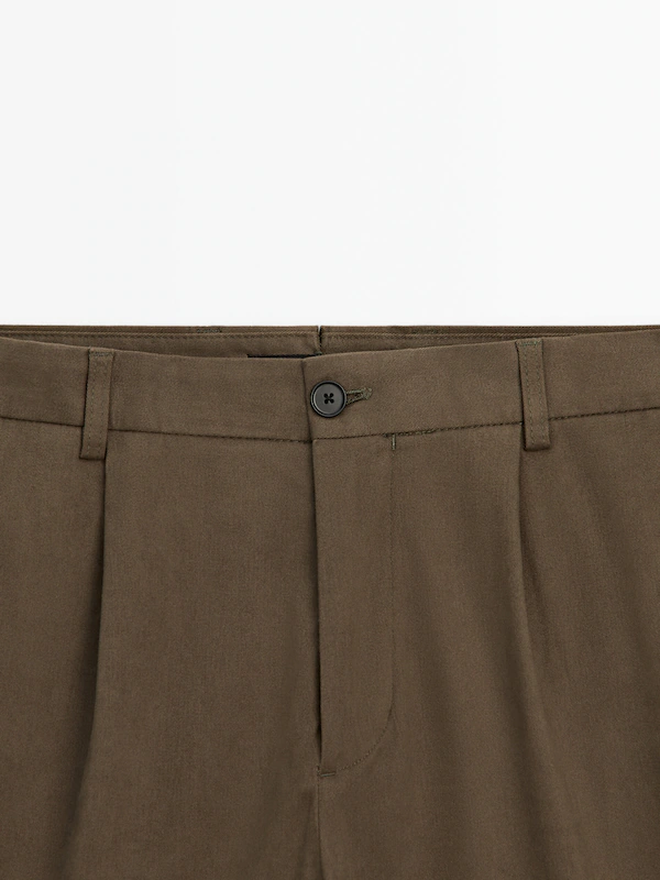 Cotton blend darted trousers - Studio · Khaki, Navy Blue · Dressy ...