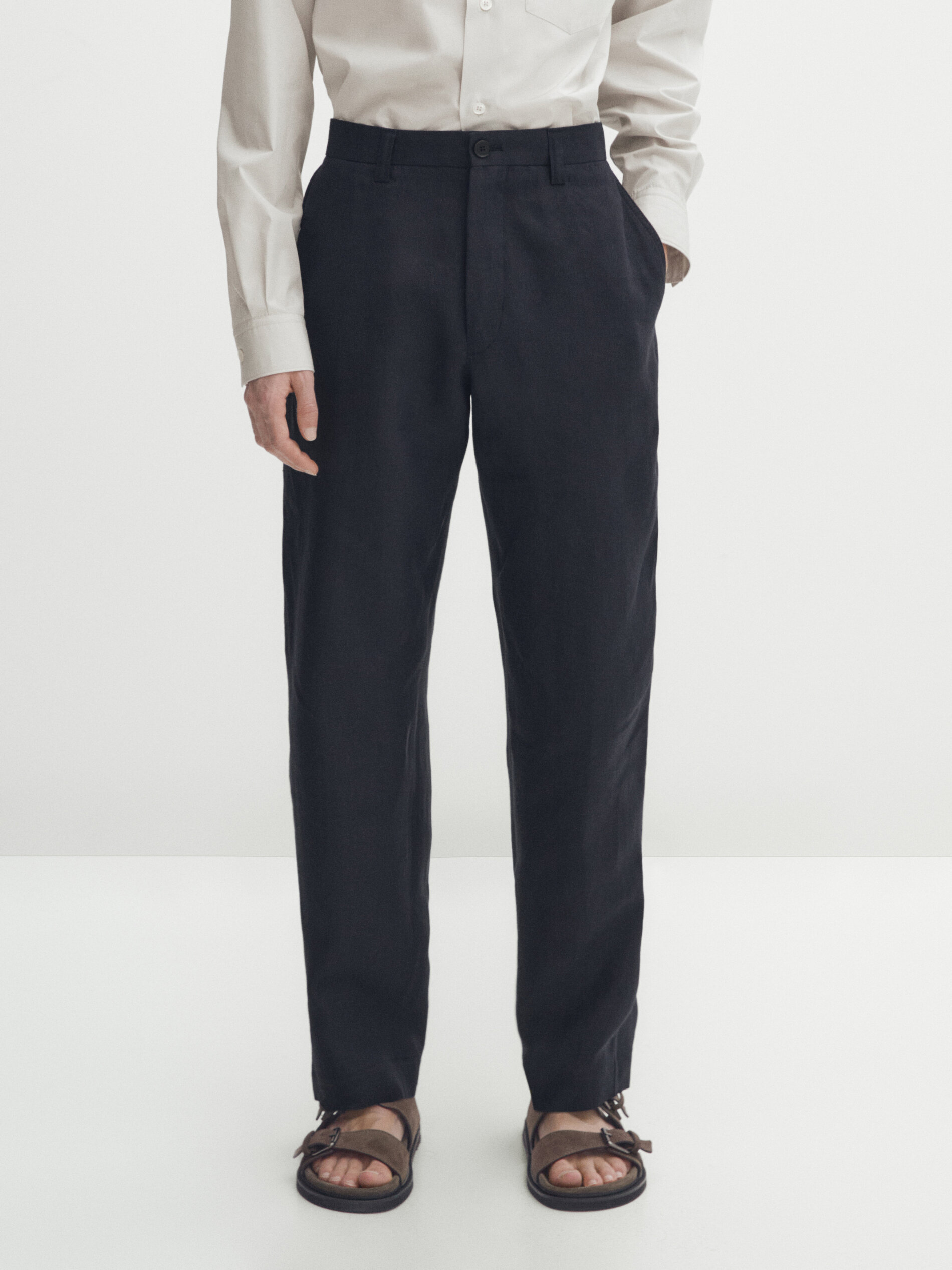 100 keten klasik pantolon Studio · Mavi · Abi̇ye Massimo Dutti