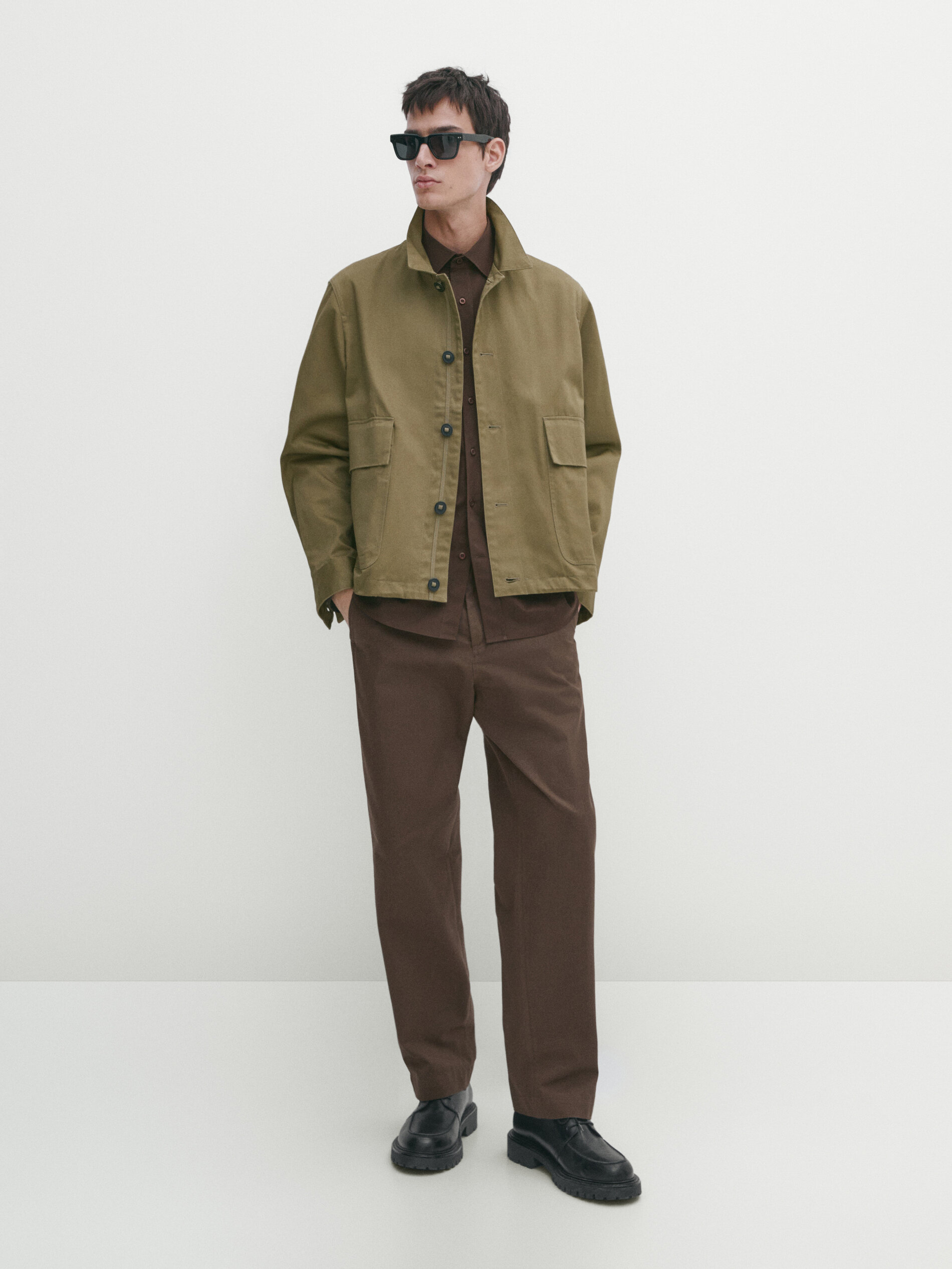 MASSIMO DUTTI CROPPED BUTTONED JACKET 