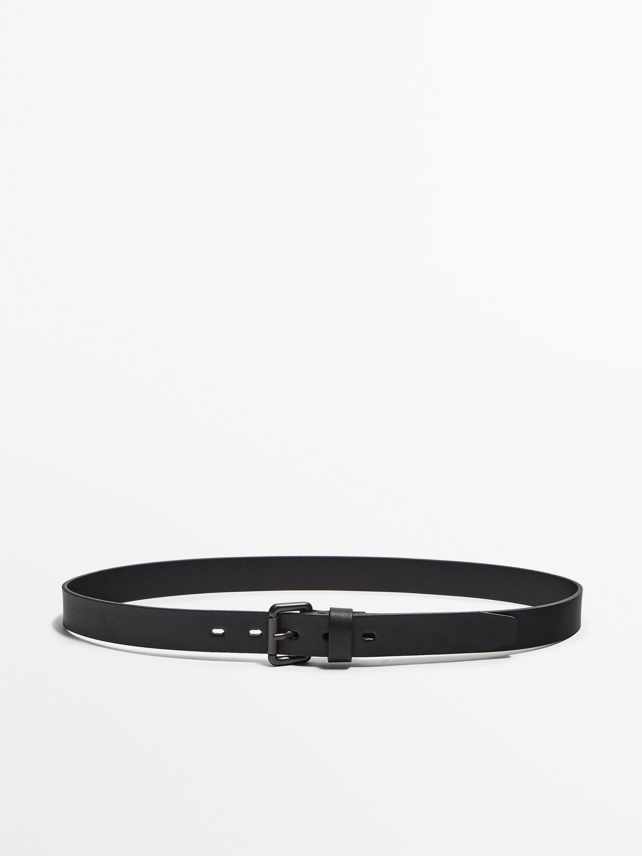 Massimo Dutti Leather Belt In Black