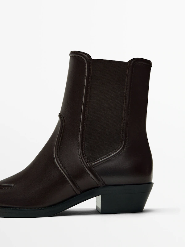 Moc toe heeled ankle boots · Brown · Boots And Ankle Boots | Massimo Dutti