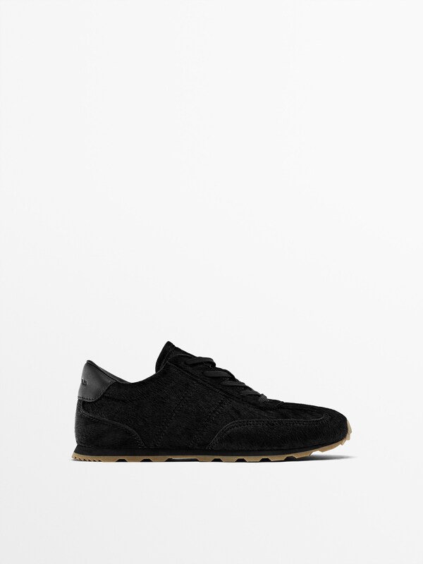 Sheepskin trainers · Black · Shoes | Massimo Dutti