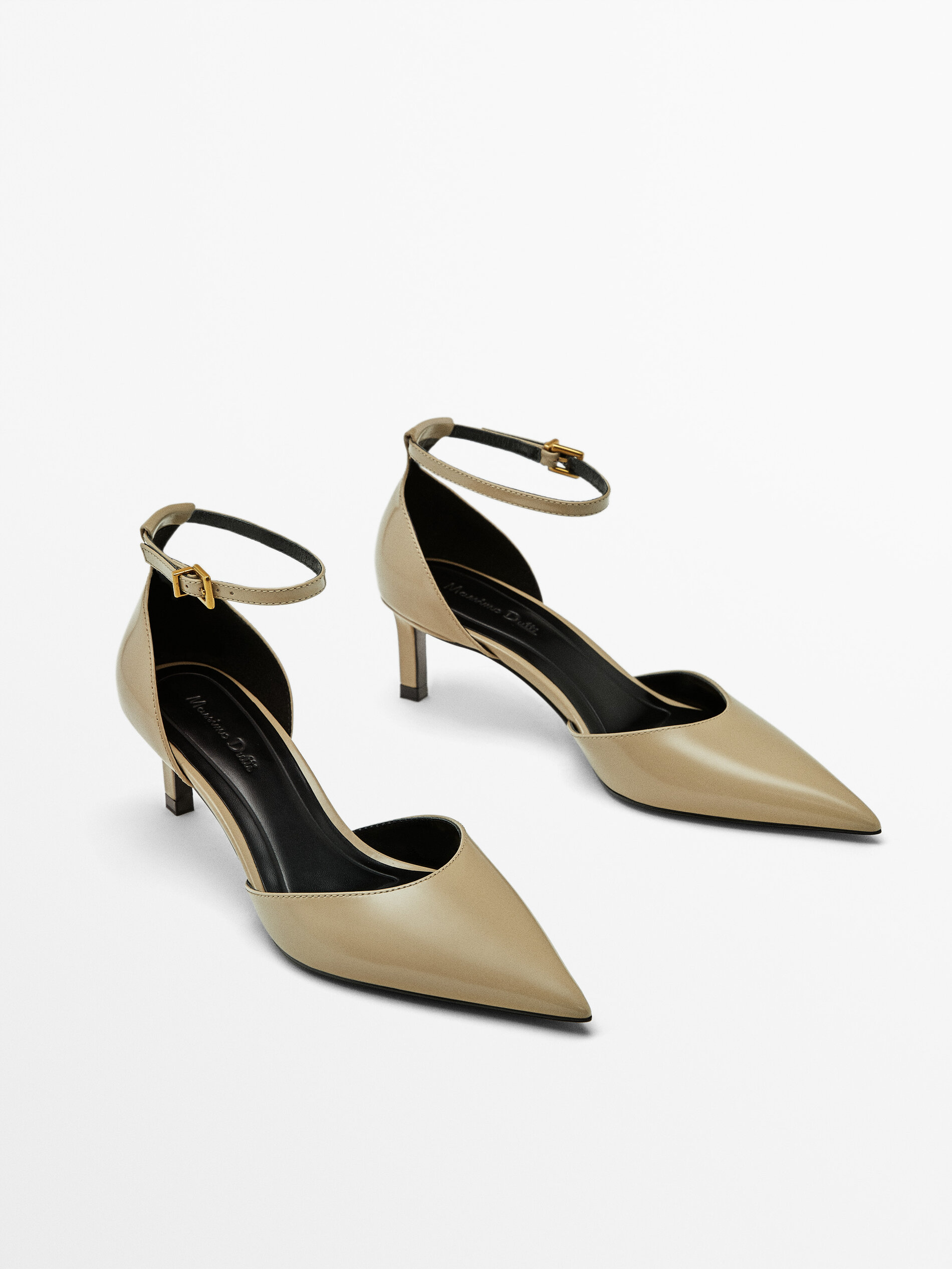 Leather pumps 2024 with ankle strap