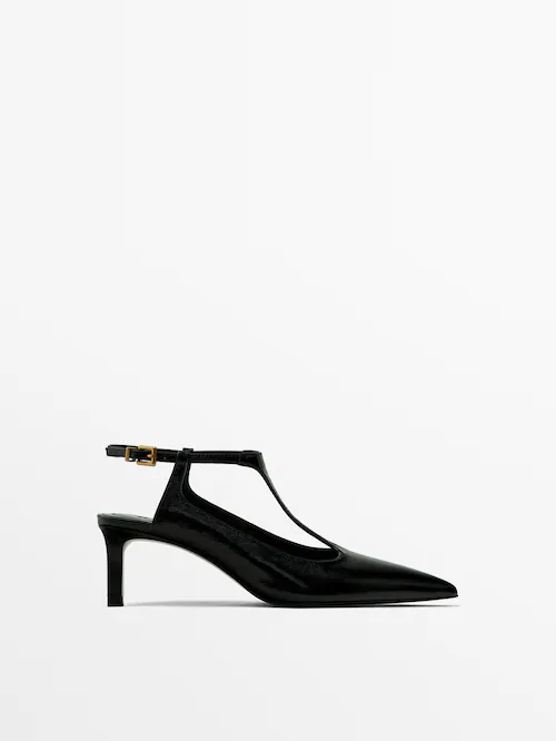 Heeled slingback strap shoes · Black · Heel Shoes