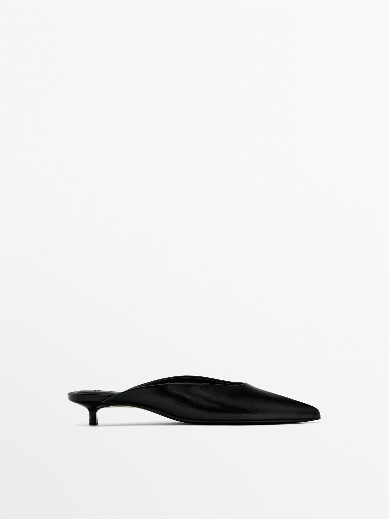 Massimo Dutti Heeled Mules With Pointed Toes In Black