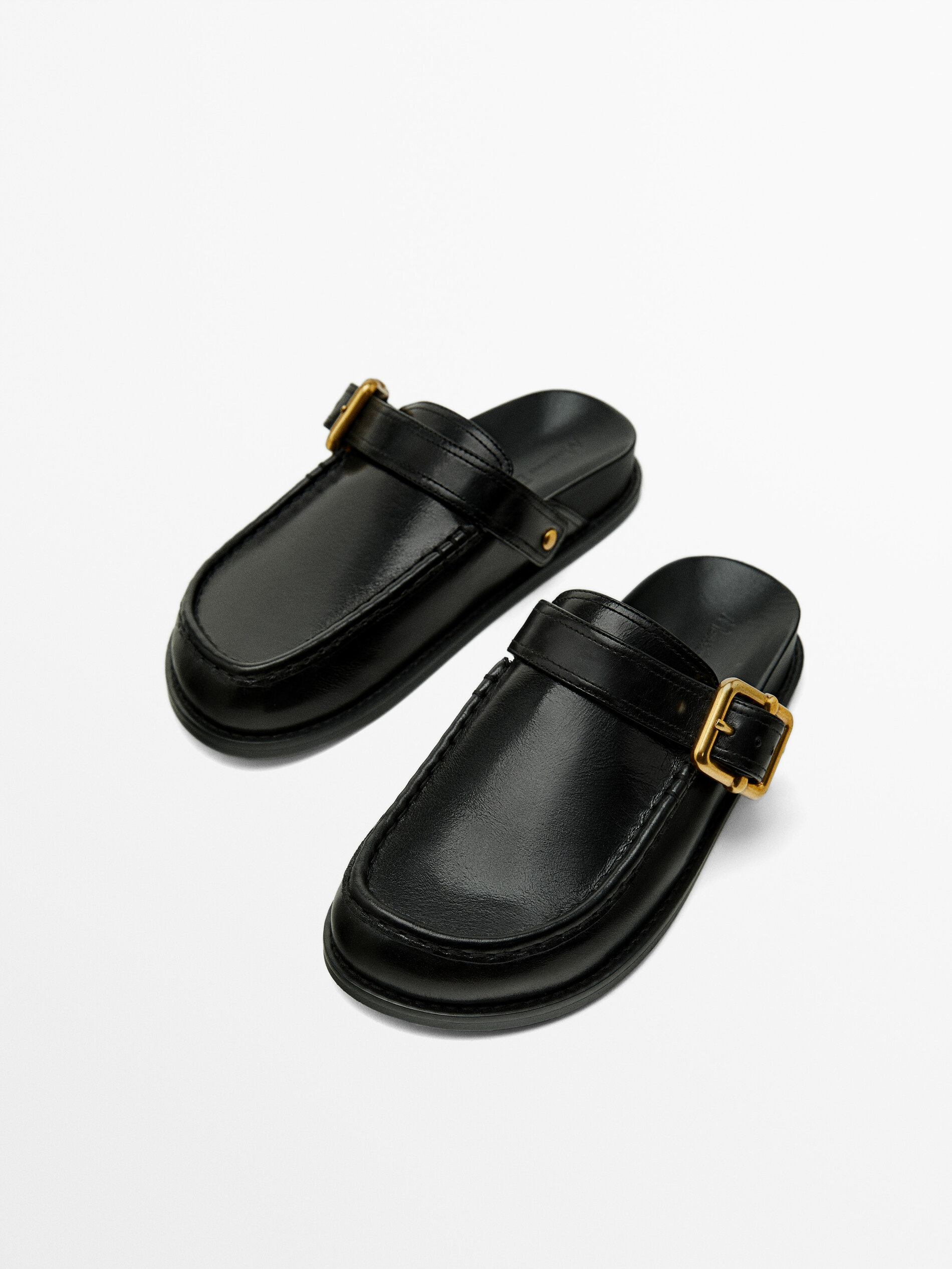 Black store leather clogs