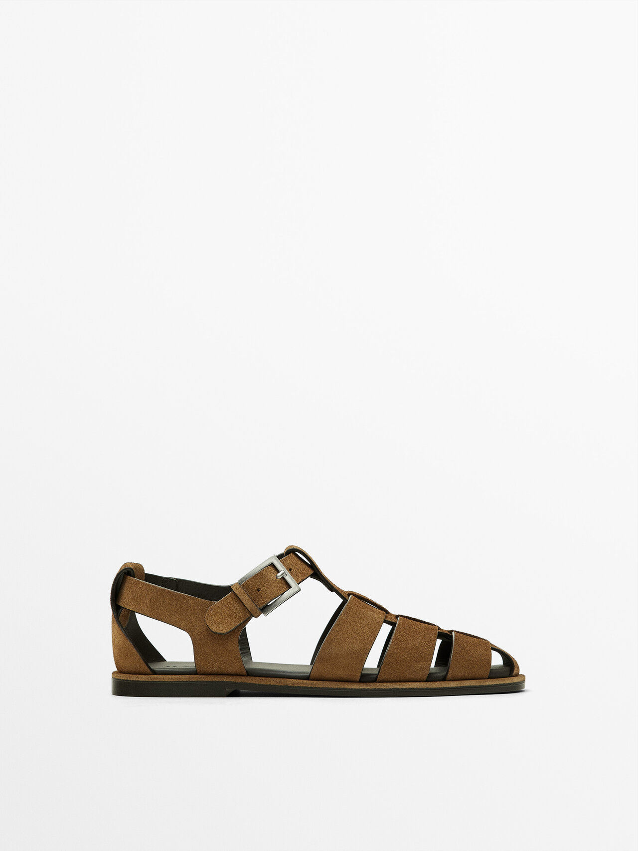 Shop Massimo Dutti Buckled Cage Sandals In Tan