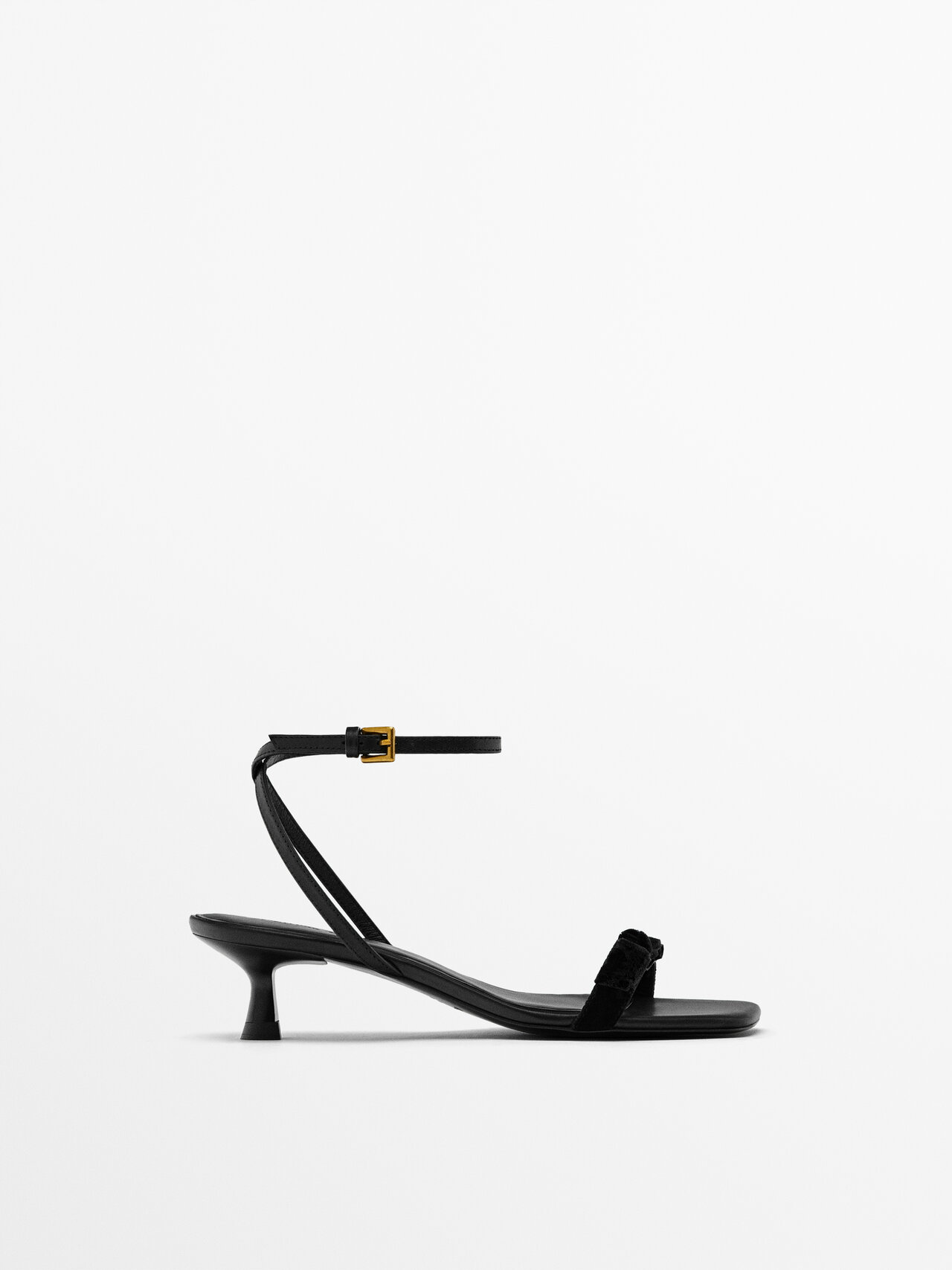 Massimo Dutti Bow Sandals In Black