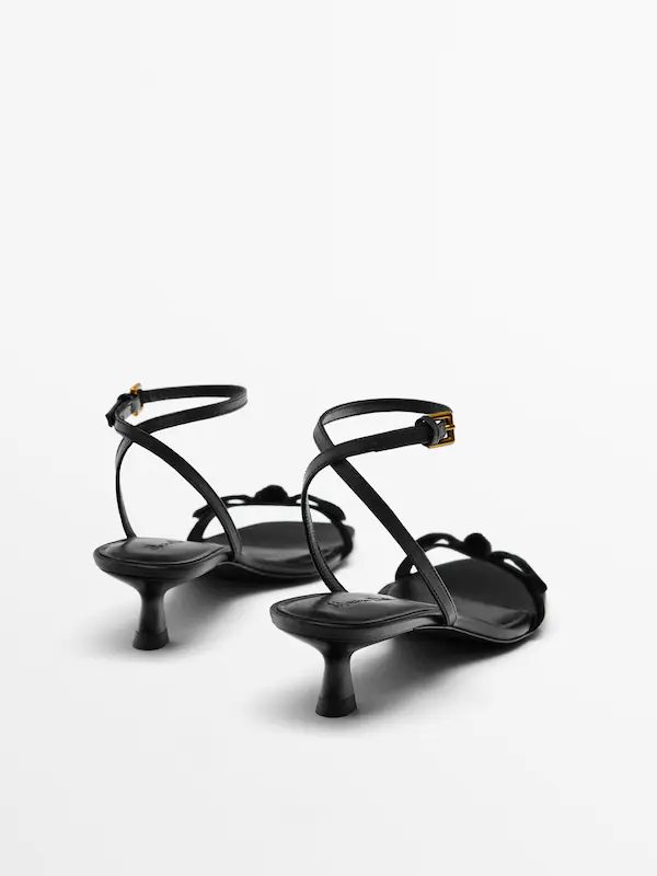 Bow sandals · Black · Heeled Sandals | Massimo Dutti