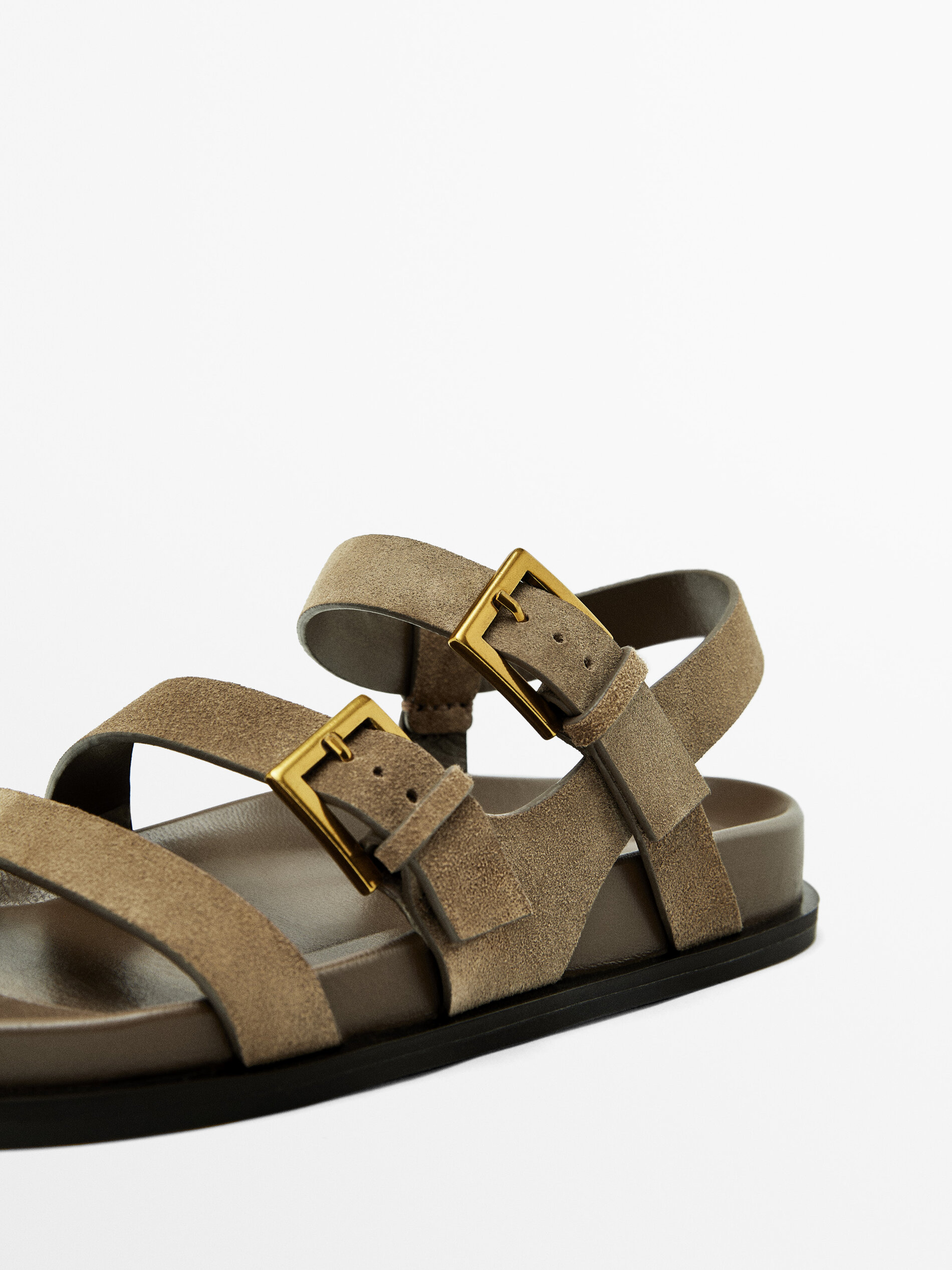 Flat sandals with buckles sales