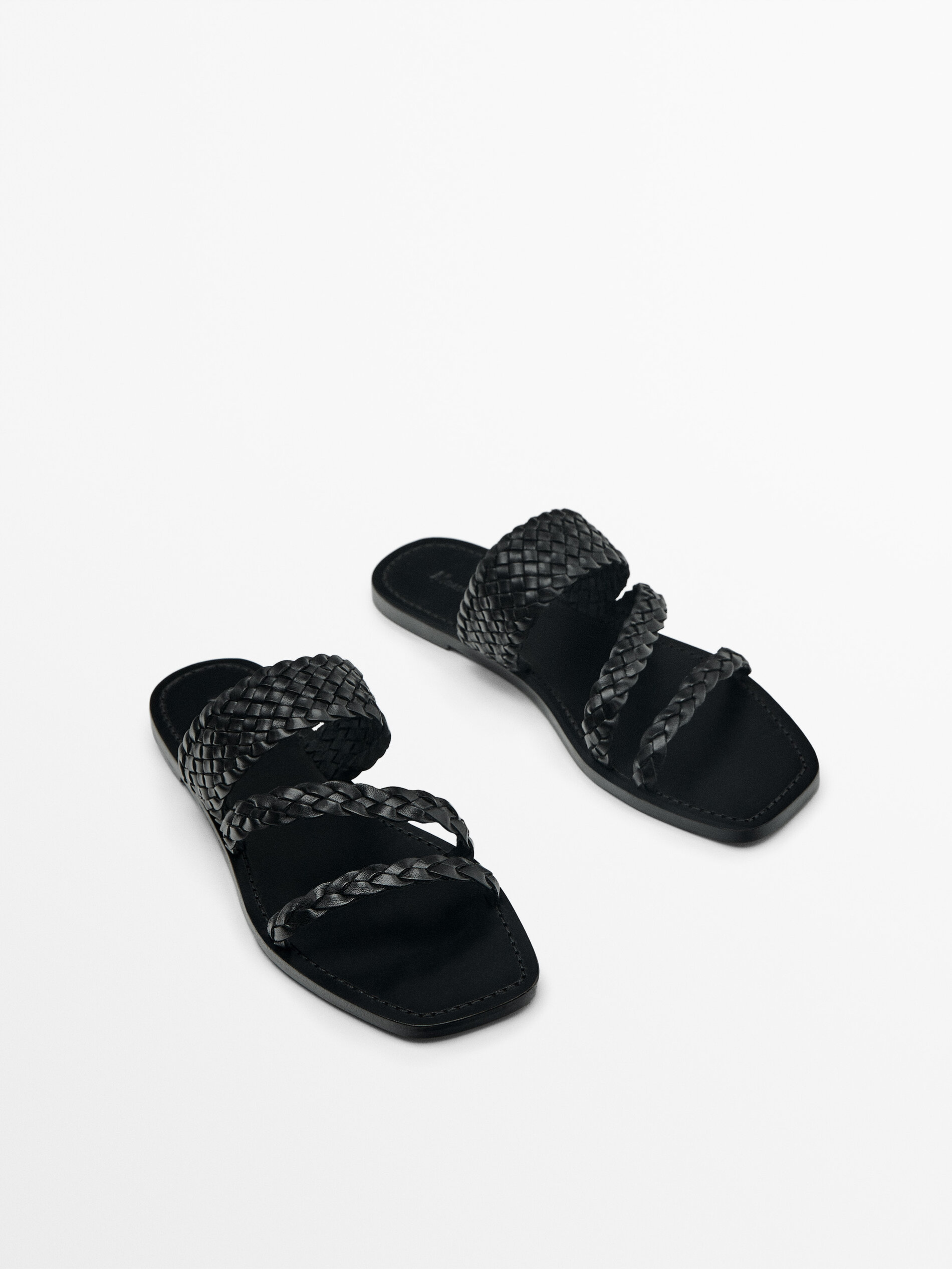 SALETTO Black Metallic with White Bottom Woven Sandals