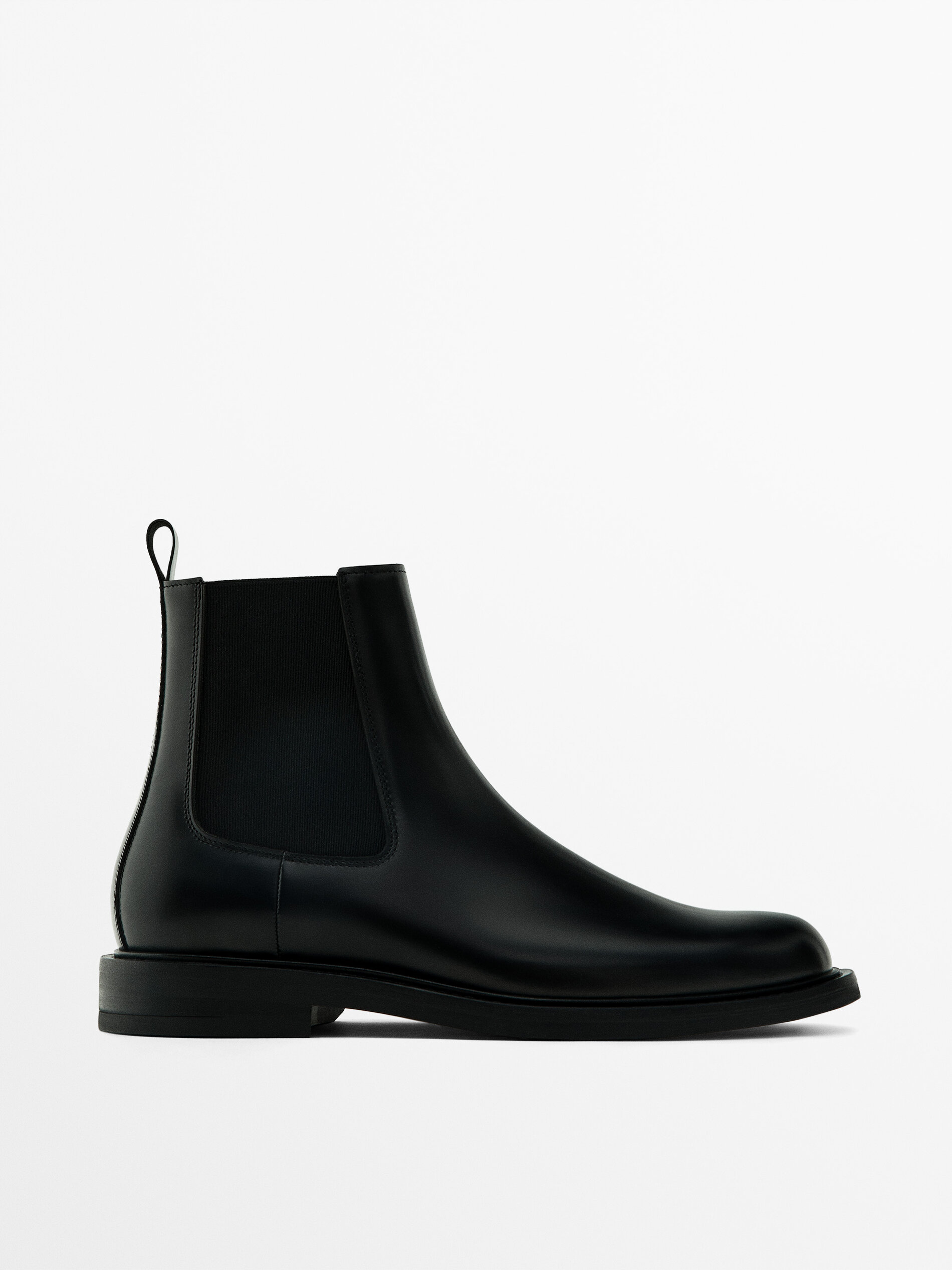 Black leather sock ankle boots Black Shoes Massimo Dutti