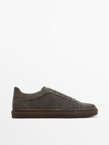 Gray store suede sneakers