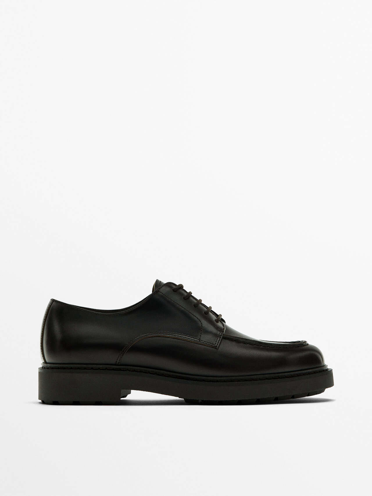 Massimo Dutti Dark Brown Moc Toe Shoes