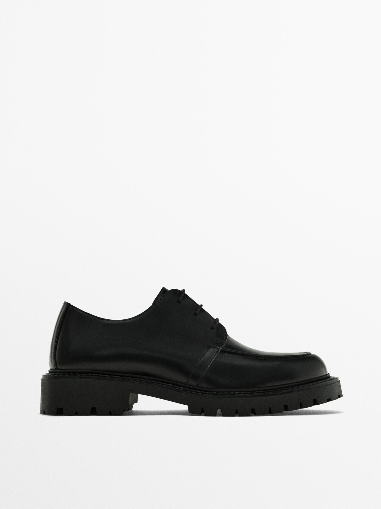 Massimo Dutti Black Moc Toe Shoes