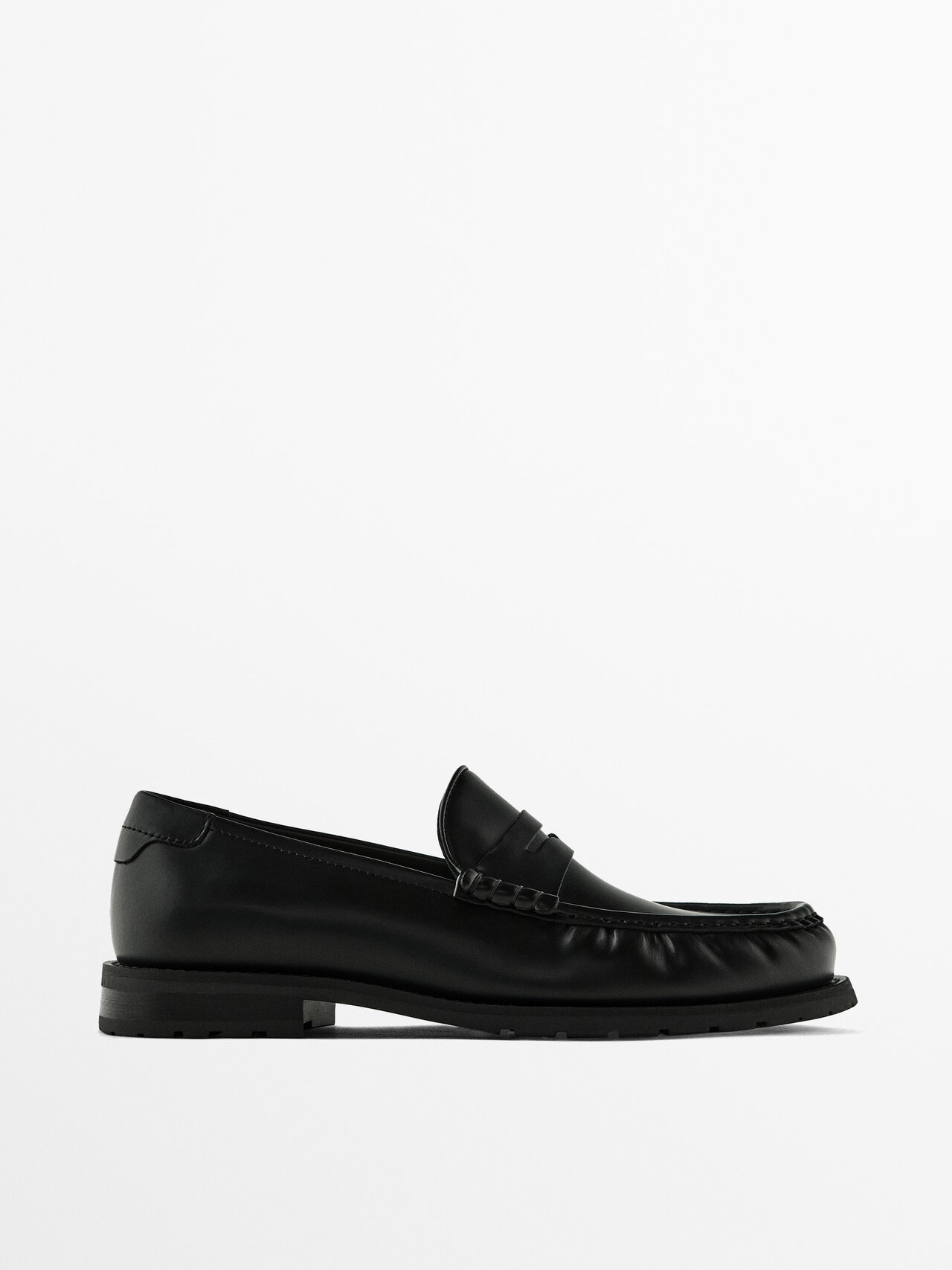 Massimo Dutti Black Leather Loafers