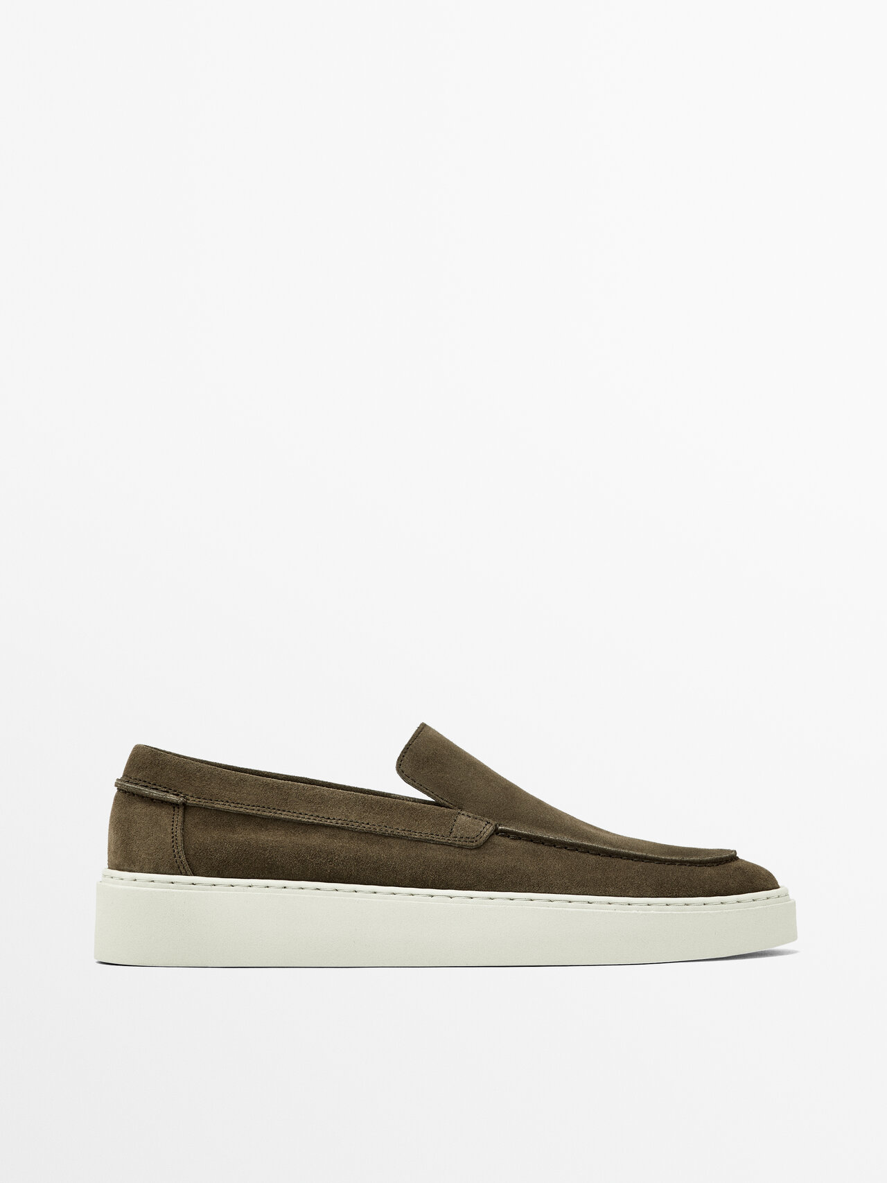 Massimo Dutti Split Suede Loafers In Mink