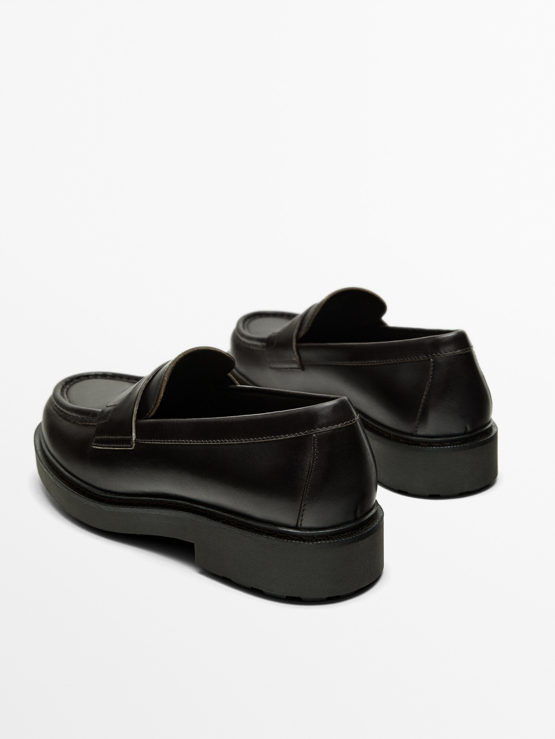 Dark brown moc toe loafers · Brown · Shoes Massimo Dutti