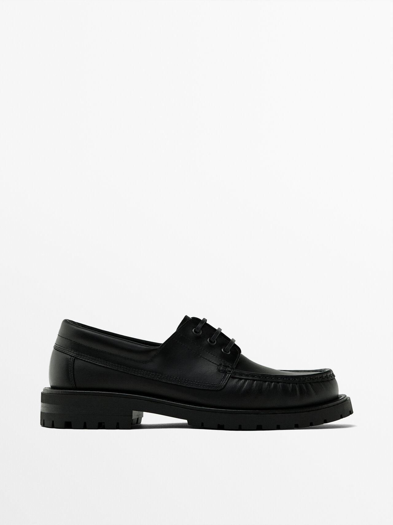 Shop Massimo Dutti Black Nappa Deck Shoes